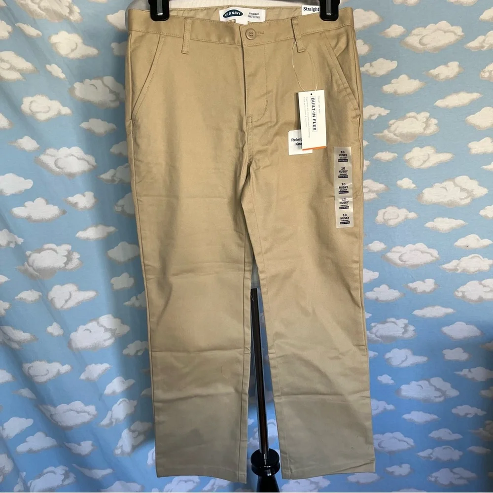 Old Navy Straight built-in flex uniform‎ pants khaki Size 10 husky